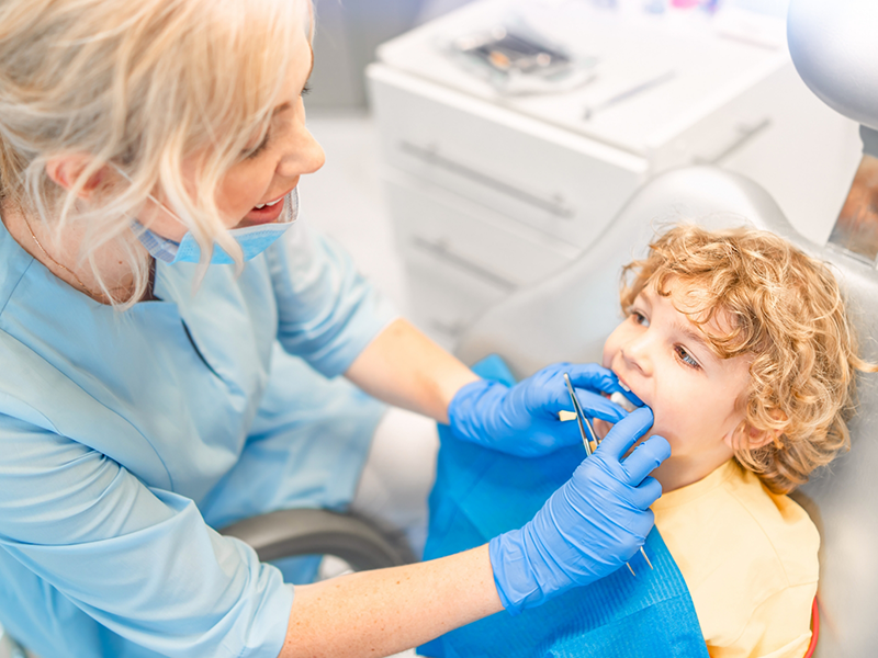 Young child receiving a dental exam